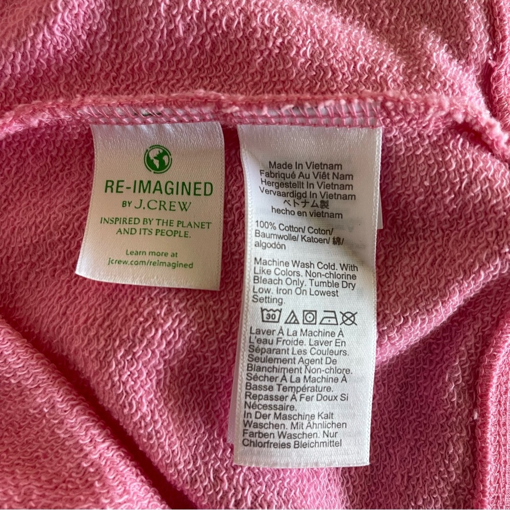 J. Crew women’s size M Pink Slub Cotton French Terry Crewneck Sweatshirt - Picture 4 of 6